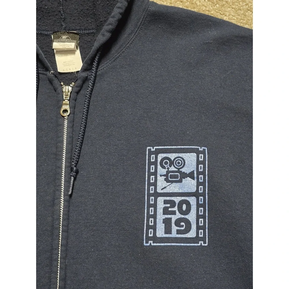 Disney‎ Universal Studio Full Zip Up Hoodie Mens L Blue Double Sided